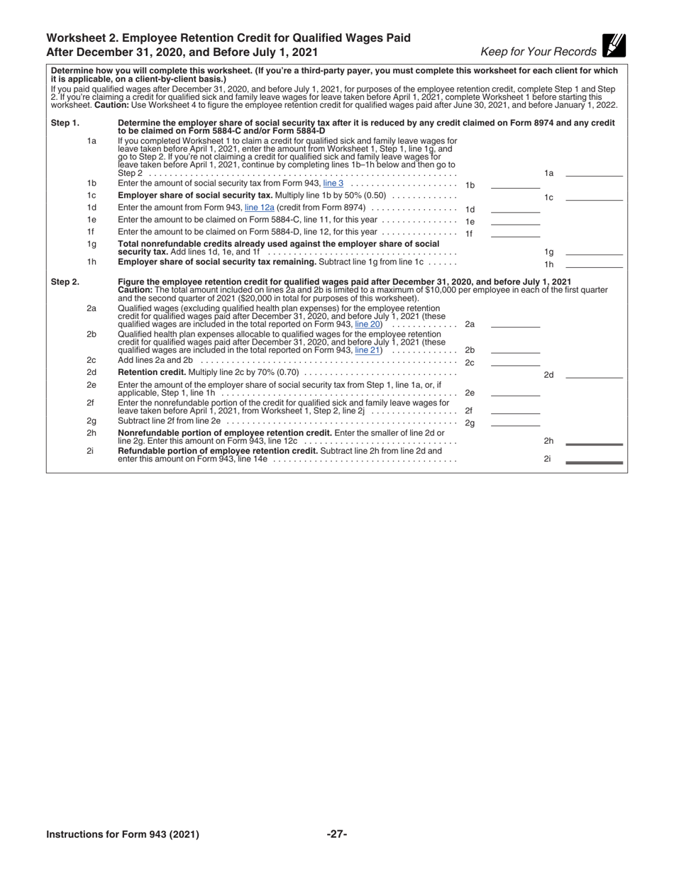 Instructions for IRS Form 943 Employers Annual Federal Tax Return for Agricultural Employees, Page 27
