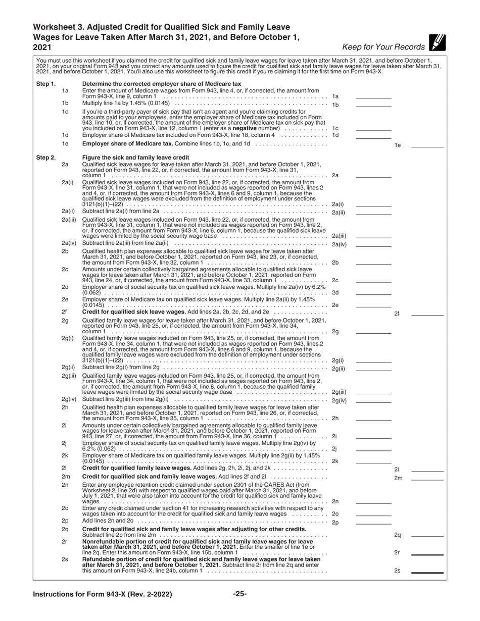 Instructions for IRS Form 943-X Adjusted Employers Annual Federal Tax Return for Agricultural Employees or Claim for Refund, Page 25
