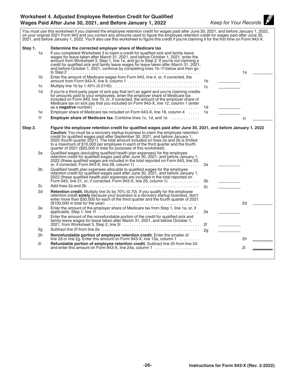 Instructions for IRS Form 943-X Adjusted Employers Annual Federal Tax Return for Agricultural Employees or Claim for Refund, Page 26