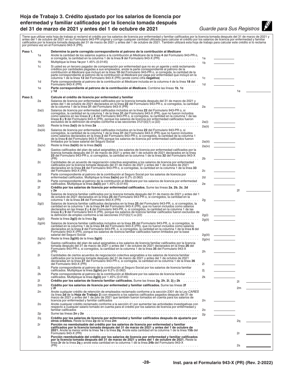 Instrucciones para IRS Formulario 943-X (PR) Ajuste a La Declaracion Federal Anual Del Patrono De Empleados Agricolas O Reclamacion De Reembolso (Puerto Rican Spanish), Page 28