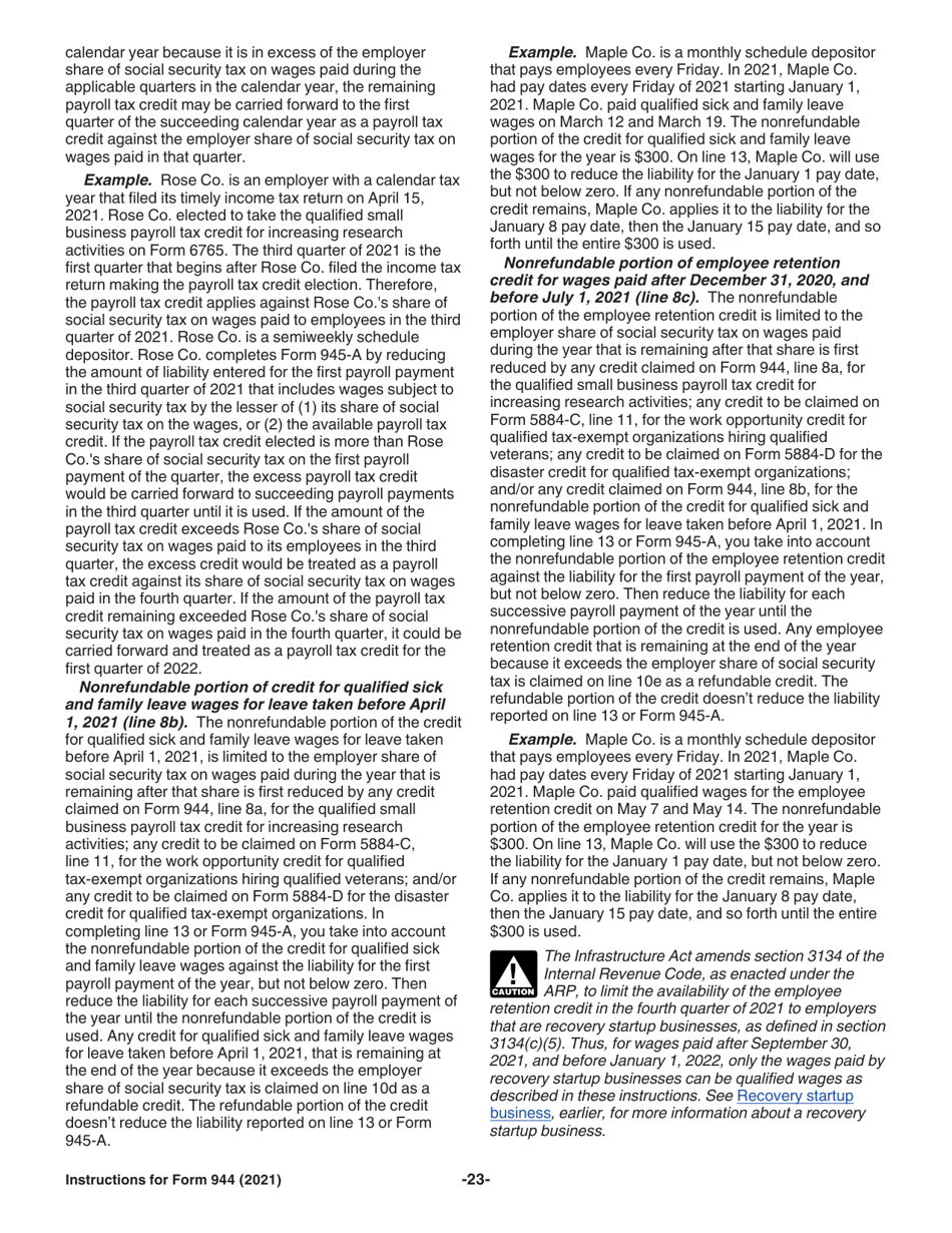 Instructions for IRS Form 944 Employers Annual Federal Tax Return, Page 23