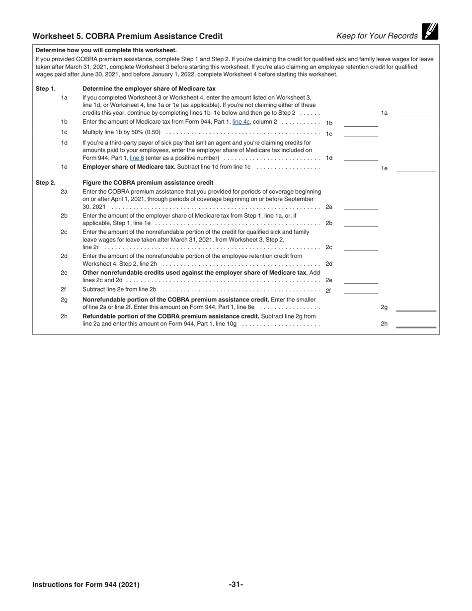 Instructions for IRS Form 944 Employers Annual Federal Tax Return, Page 31