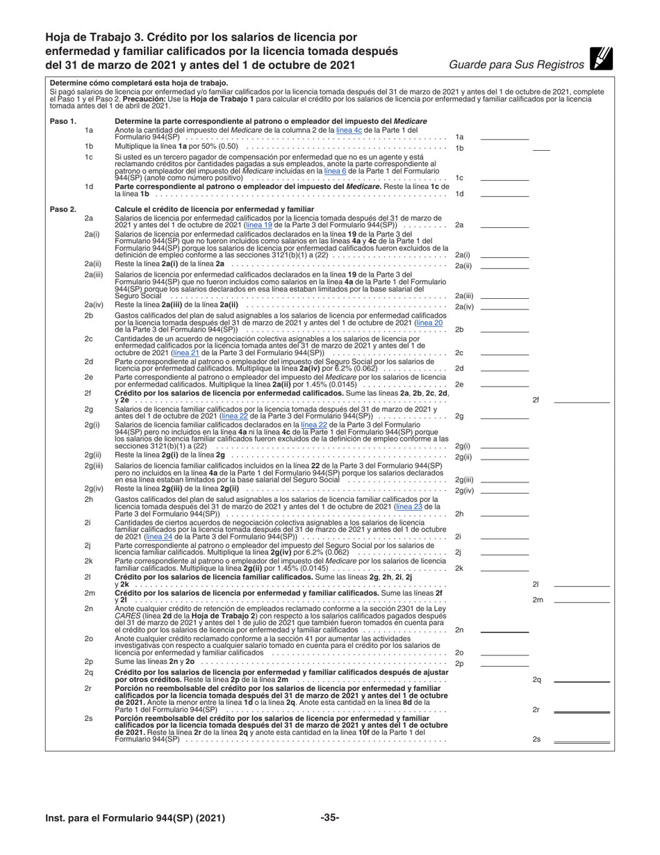 Instrucciones para IRS Formulario 944(SP) Declaracion Federal Anual De Impuestos Del Patrono O Empleador (Spanish), Page 35