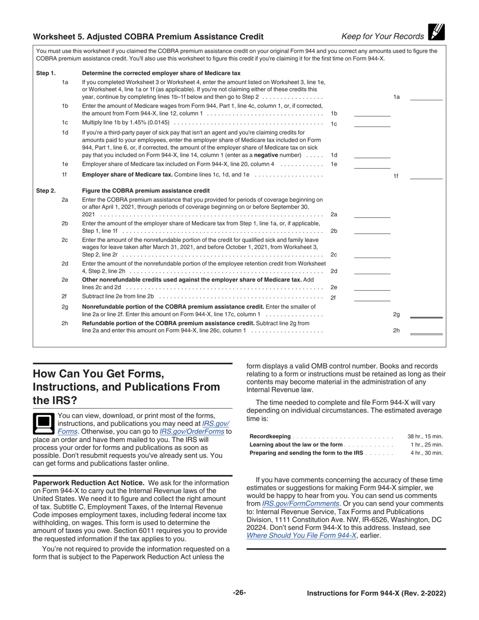 Instructions for IRS Form 944-X Adjusted Employers Annual Federal Tax Return or Claim for Refund, Page 26