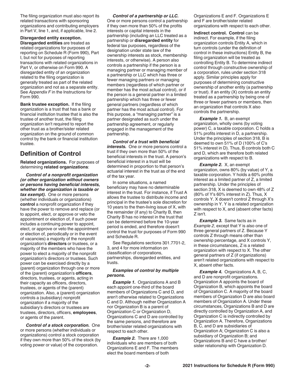 Instructions for IRS Form 990 Schedule R Related Organizations and Unrelated Partnerships, Page 2