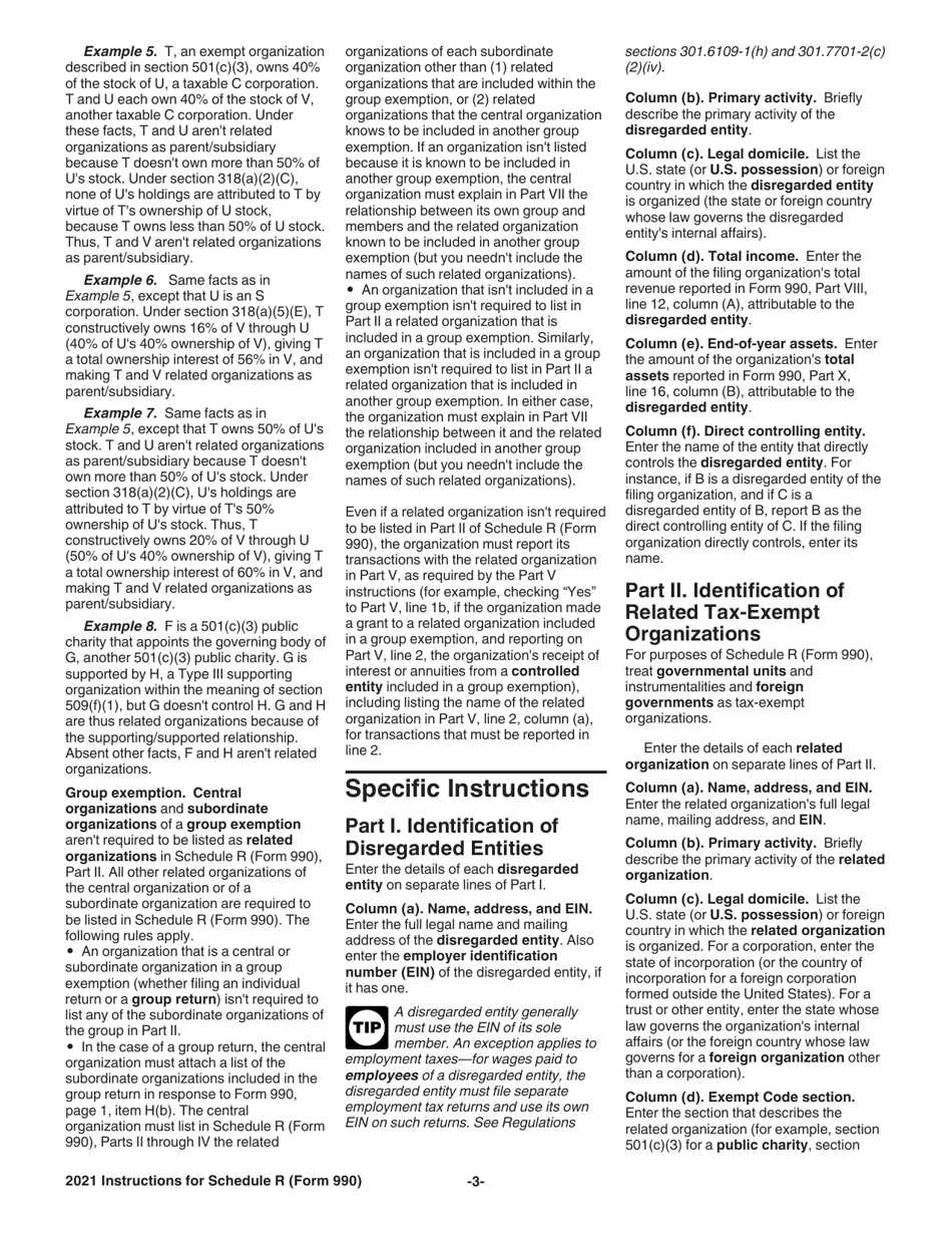 Instructions for IRS Form 990 Schedule R Related Organizations and Unrelated Partnerships, Page 3