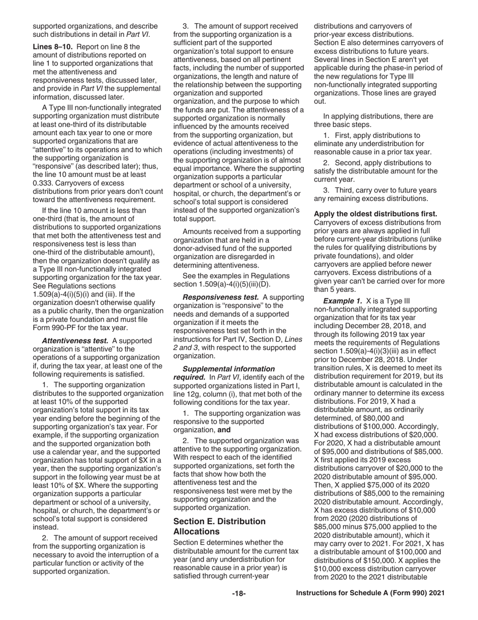 Instructions for IRS Form 990 Schedule A Public Charity Status and Public Support, Page 18