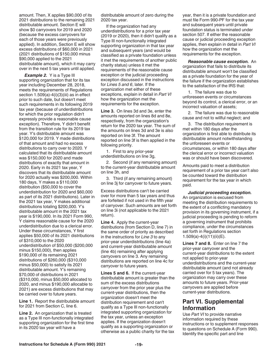 Instructions for IRS Form 990 Schedule A Public Charity Status and Public Support, Page 19