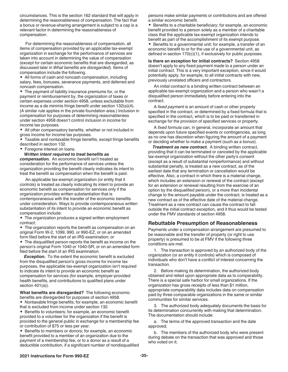 Instructions for IRS Form 990-EZ Short Form Return of Organization Exempt From Income Tax, Page 35