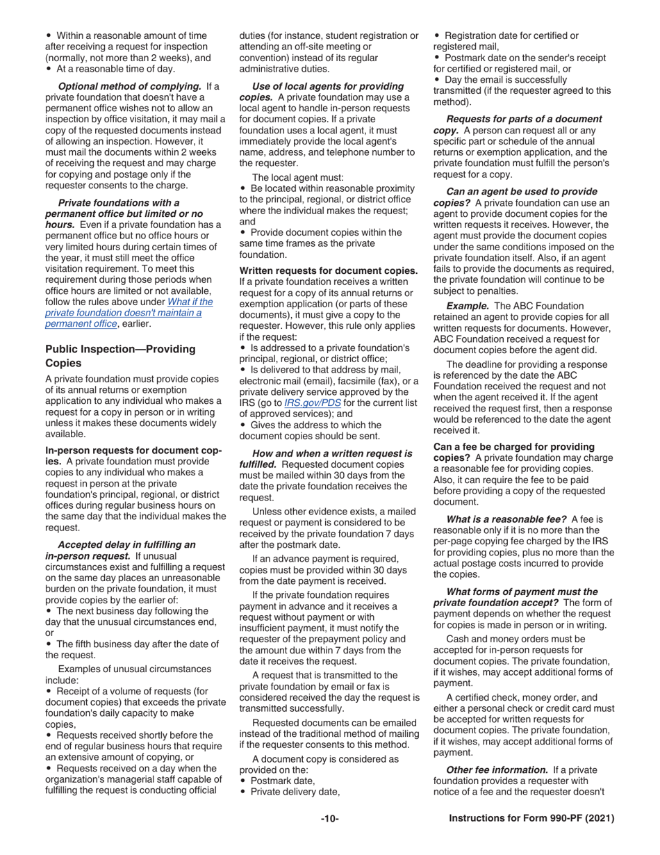 Instructions for IRS Form 990-PF Return of Private Foundation or Section 4947(A)(1) Nonexempt Charitable Trust Treated as a Private Foundation, Page 10