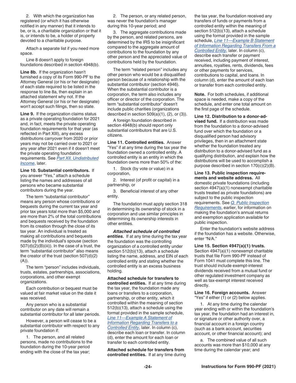 Instructions for IRS Form 990-PF Return of Private Foundation or Section 4947(A)(1) Nonexempt Charitable Trust Treated as a Private Foundation, Page 24