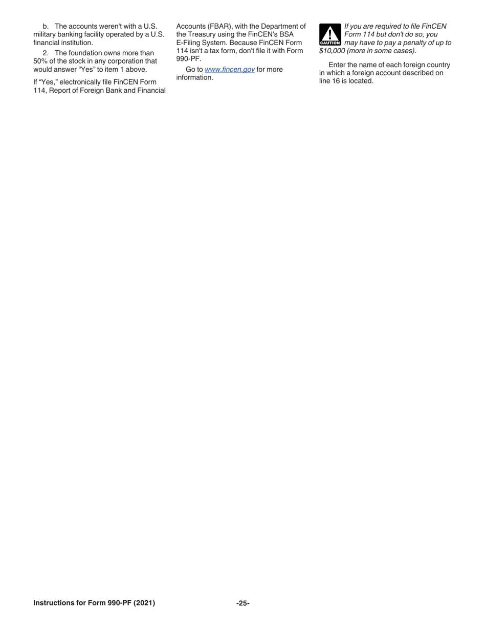 Instructions for IRS Form 990-PF Return of Private Foundation or Section 4947(A)(1) Nonexempt Charitable Trust Treated as a Private Foundation, Page 25