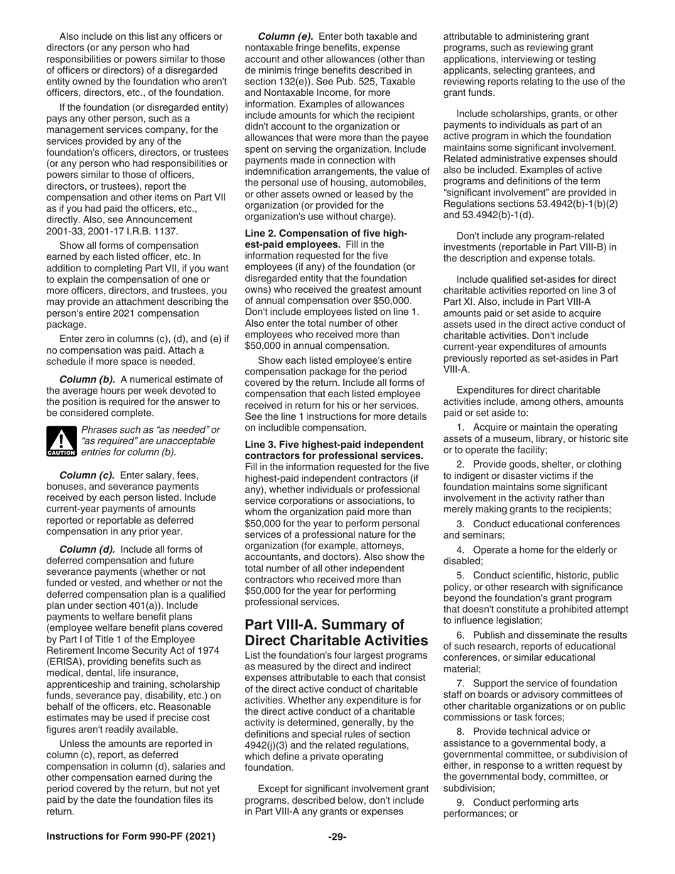 Instructions for IRS Form 990-PF Return of Private Foundation or Section 4947(A)(1) Nonexempt Charitable Trust Treated as a Private Foundation, Page 29