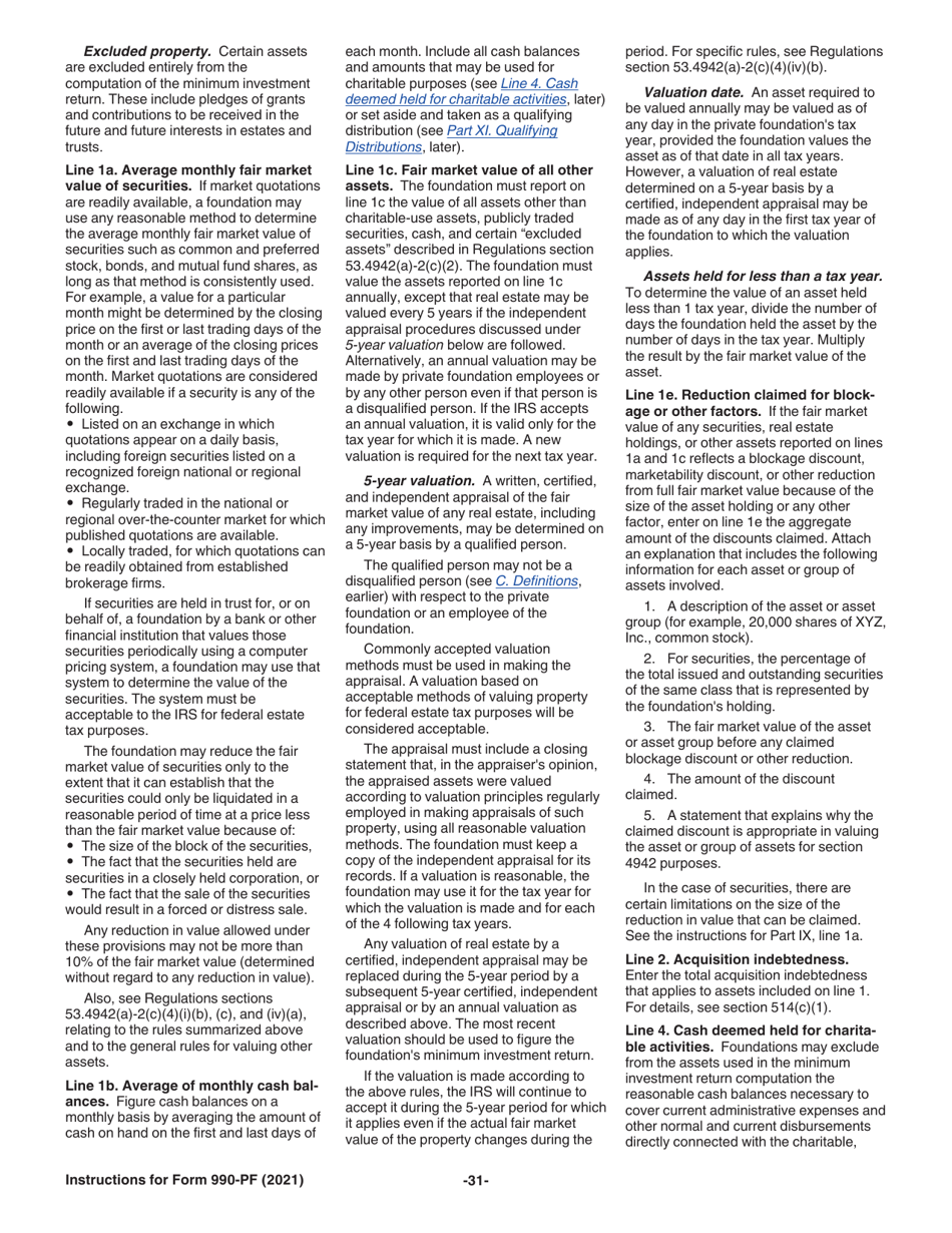 Instructions for IRS Form 990-PF Return of Private Foundation or Section 4947(A)(1) Nonexempt Charitable Trust Treated as a Private Foundation, Page 31