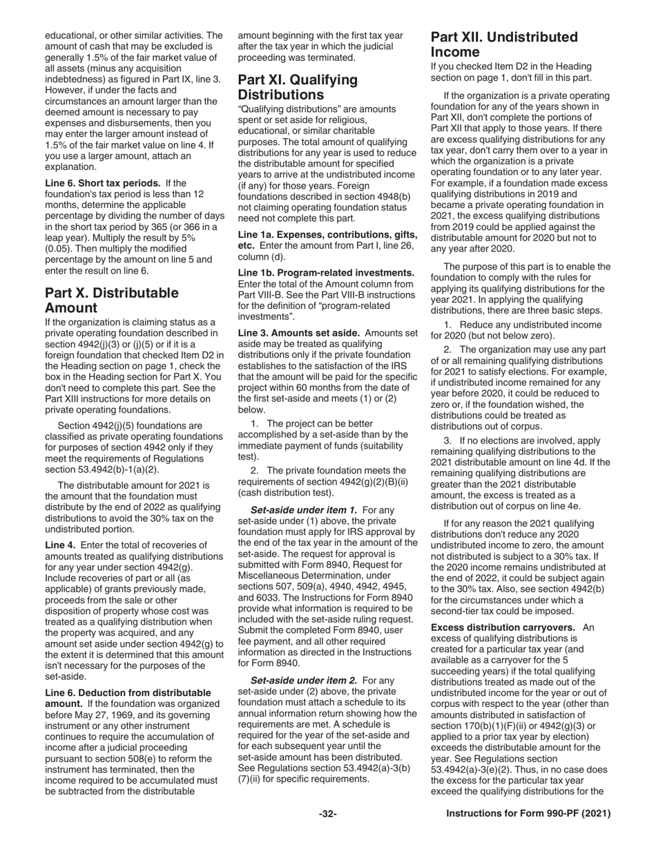 Instructions for IRS Form 990-PF Return of Private Foundation or Section 4947(A)(1) Nonexempt Charitable Trust Treated as a Private Foundation, Page 32
