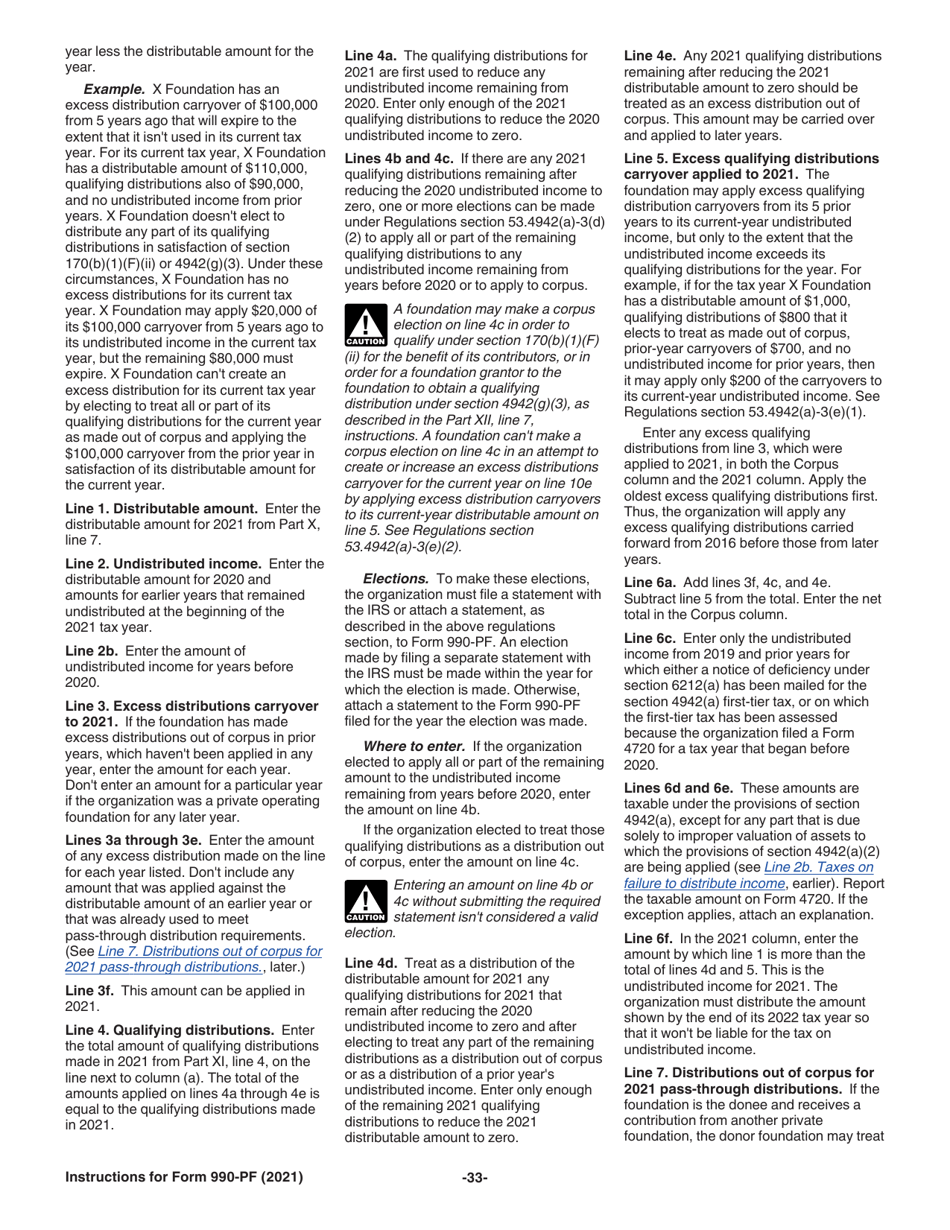 Instructions for IRS Form 990-PF Return of Private Foundation or Section 4947(A)(1) Nonexempt Charitable Trust Treated as a Private Foundation, Page 33