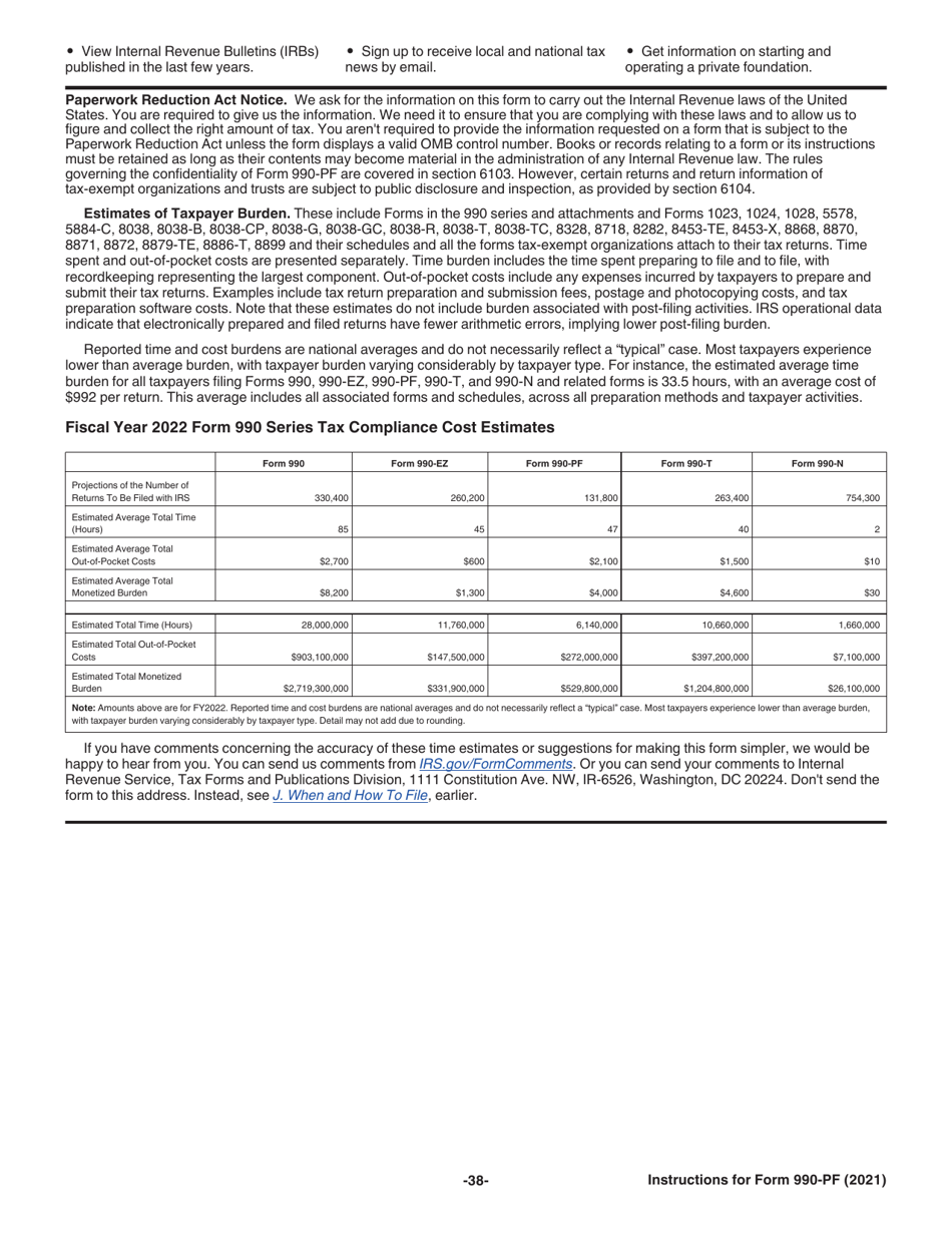 Instructions for IRS Form 990-PF Return of Private Foundation or Section 4947(A)(1) Nonexempt Charitable Trust Treated as a Private Foundation, Page 38