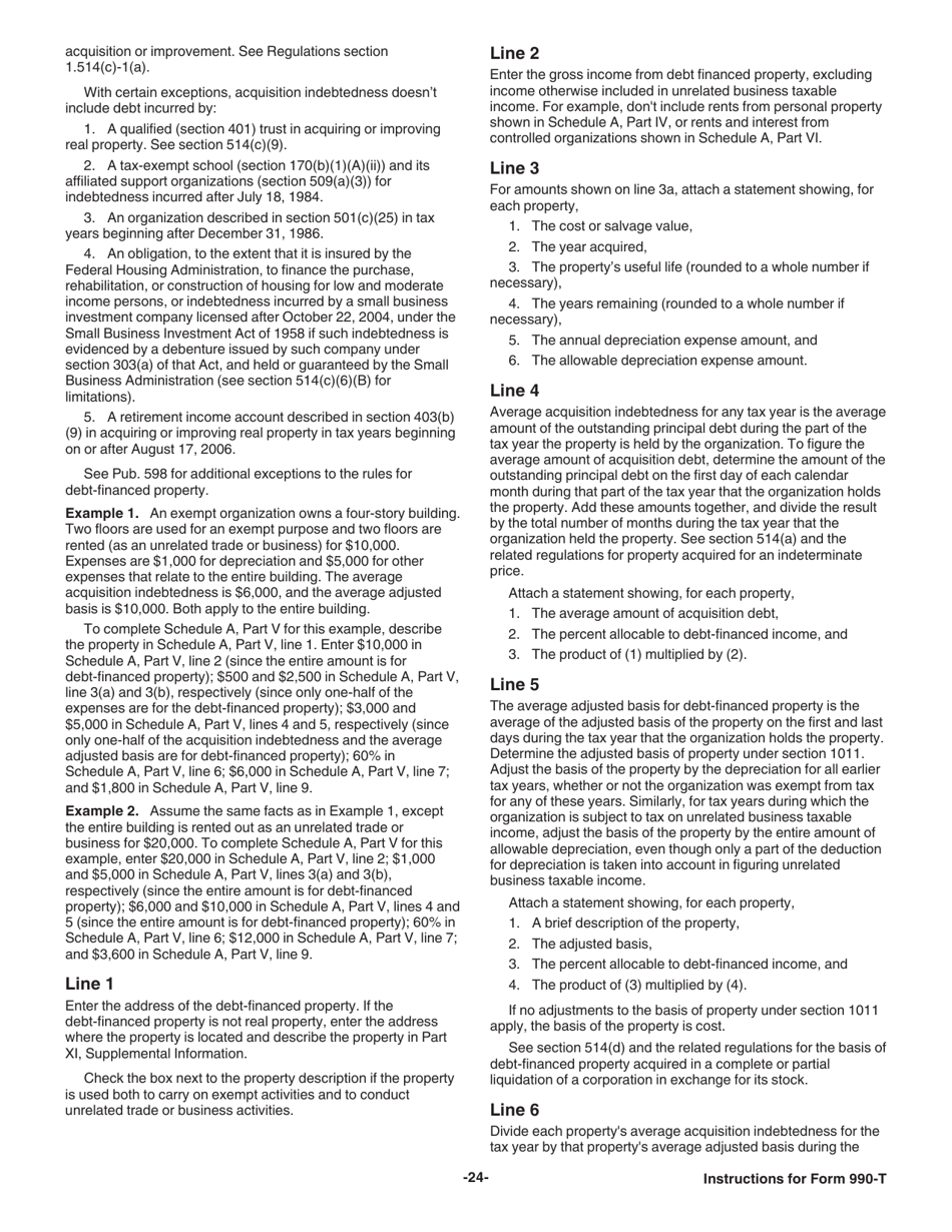 Instructions for IRS Form 990-T Exempt Organization Business Income Tax Return (And Proxy Tax Under Section 6033(E)), Page 24
