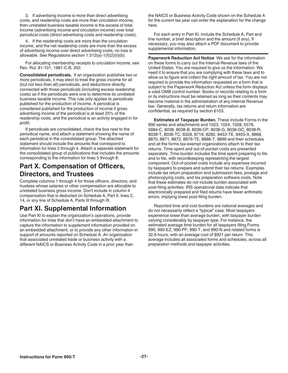 Instructions for IRS Form 990-T Exempt Organization Business Income Tax Return (And Proxy Tax Under Section 6033(E)), Page 27