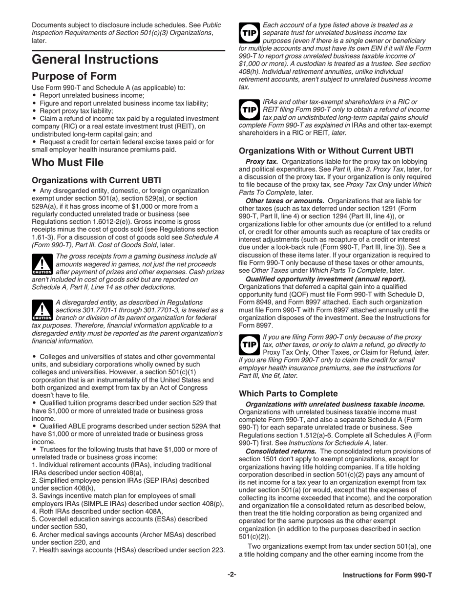 Instructions for IRS Form 990-T Exempt Organization Business Income Tax Return (And Proxy Tax Under Section 6033(E)), Page 2