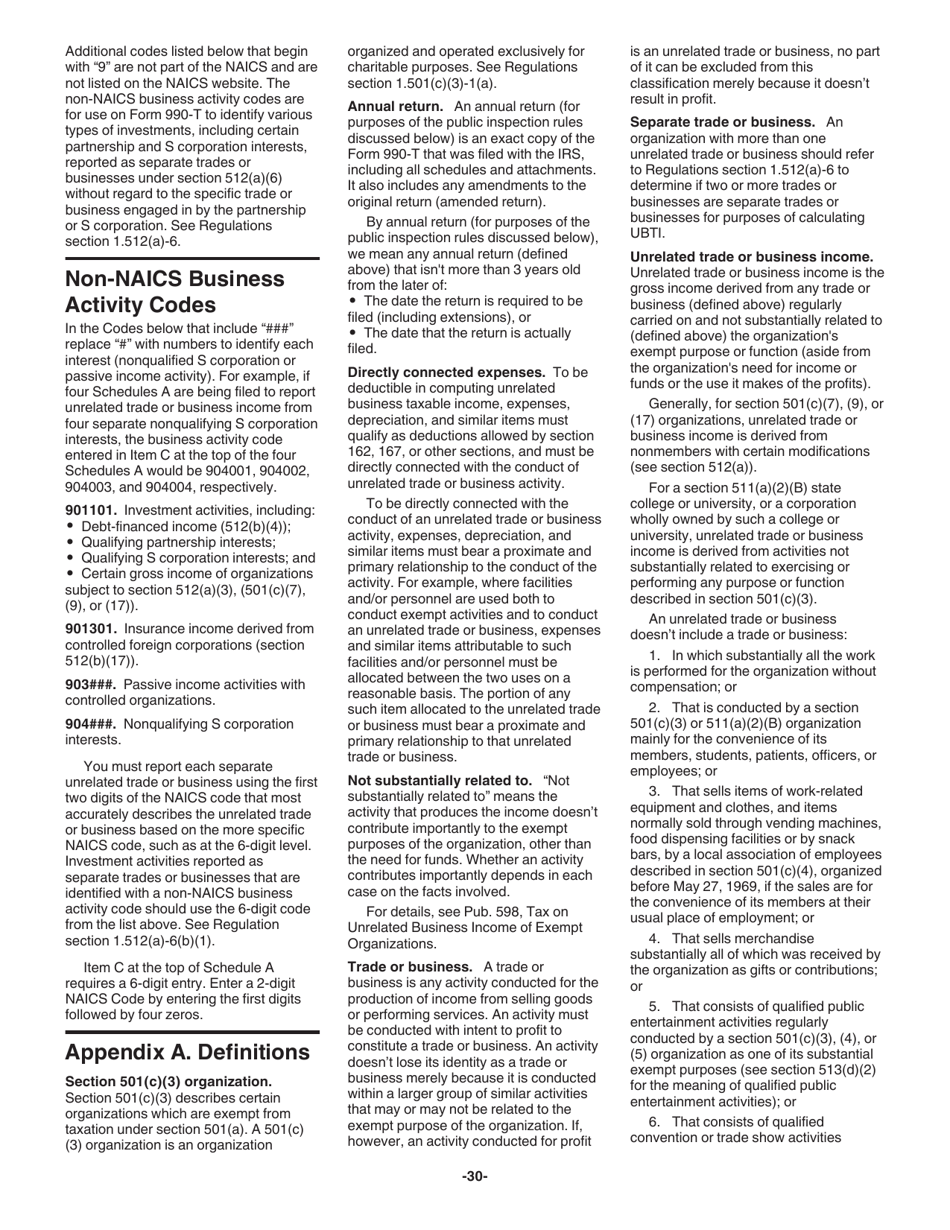 Instructions for IRS Form 990-T Exempt Organization Business Income Tax Return (And Proxy Tax Under Section 6033(E)), Page 30