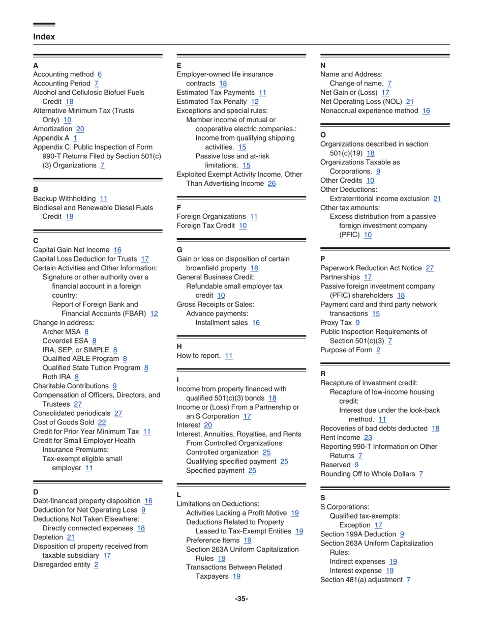 Instructions for IRS Form 990-T Exempt Organization Business Income Tax Return (And Proxy Tax Under Section 6033(E)), Page 35