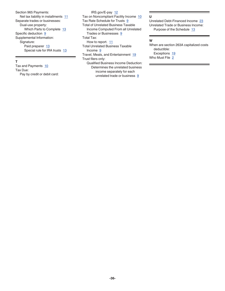 Instructions for IRS Form 990-T Exempt Organization Business Income Tax Return (And Proxy Tax Under Section 6033(E)), Page 36