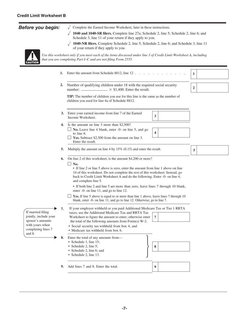 Instructions for IRS Form 1040 Schedule 8812 Credits for Qualifying Children and Other Dependents, Page 7