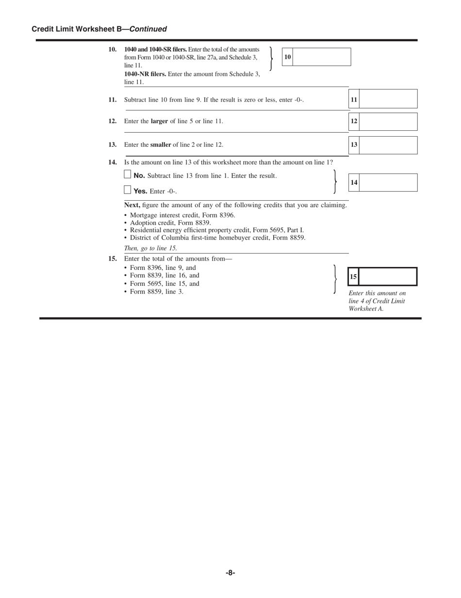 Instructions for IRS Form 1040 Schedule 8812 Credits for Qualifying Children and Other Dependents, Page 8