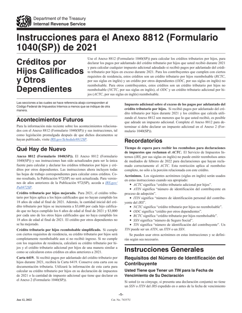 IRS Formulario 1040(SP) Anexo 8812 2021 Printable Pdf