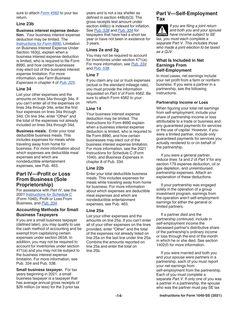 Instructions for IRS Form 1040-SS U.S. Self-employment Tax Return (Including the Refundable Child Tax Credit for Bona Fide Residents of Puerto Rico), Page 14