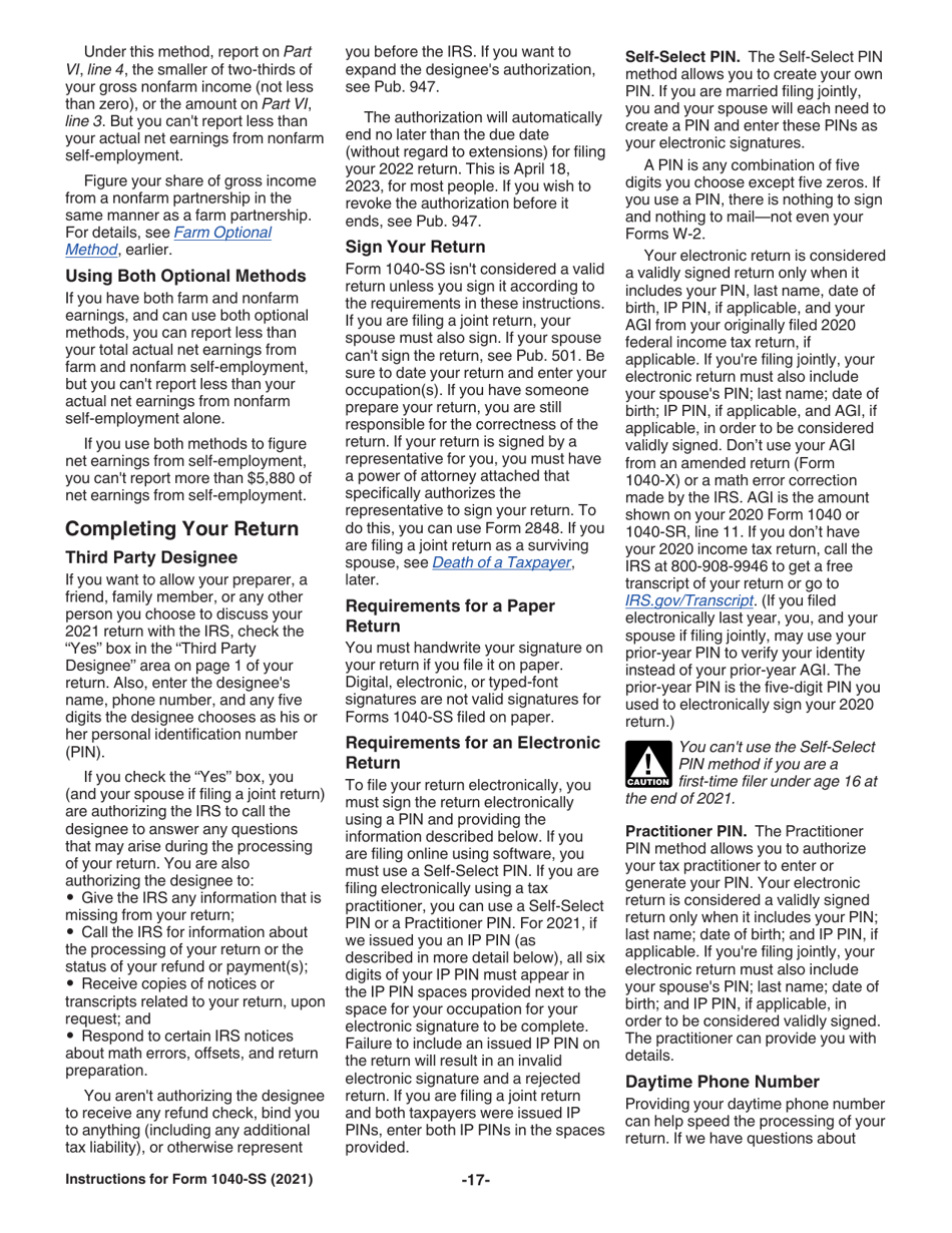 Instructions for IRS Form 1040-SS U.S. Self-employment Tax Return (Including the Refundable Child Tax Credit for Bona Fide Residents of Puerto Rico), Page 17