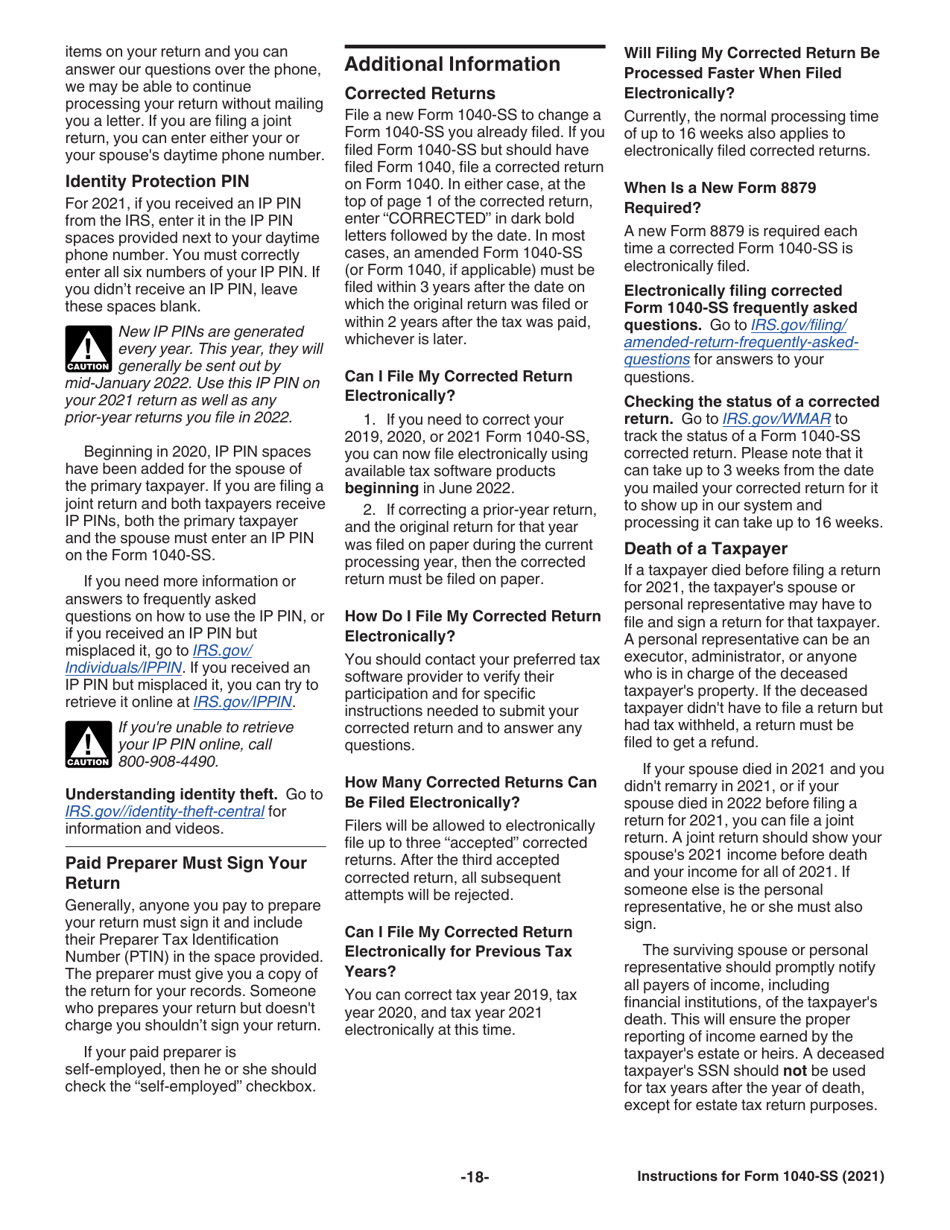 Instructions for IRS Form 1040-SS U.S. Self-employment Tax Return (Including the Refundable Child Tax Credit for Bona Fide Residents of Puerto Rico), Page 18