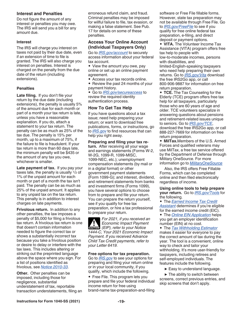 Instructions for IRS Form 1040-SS U.S. Self-employment Tax Return (Including the Refundable Child Tax Credit for Bona Fide Residents of Puerto Rico), Page 19