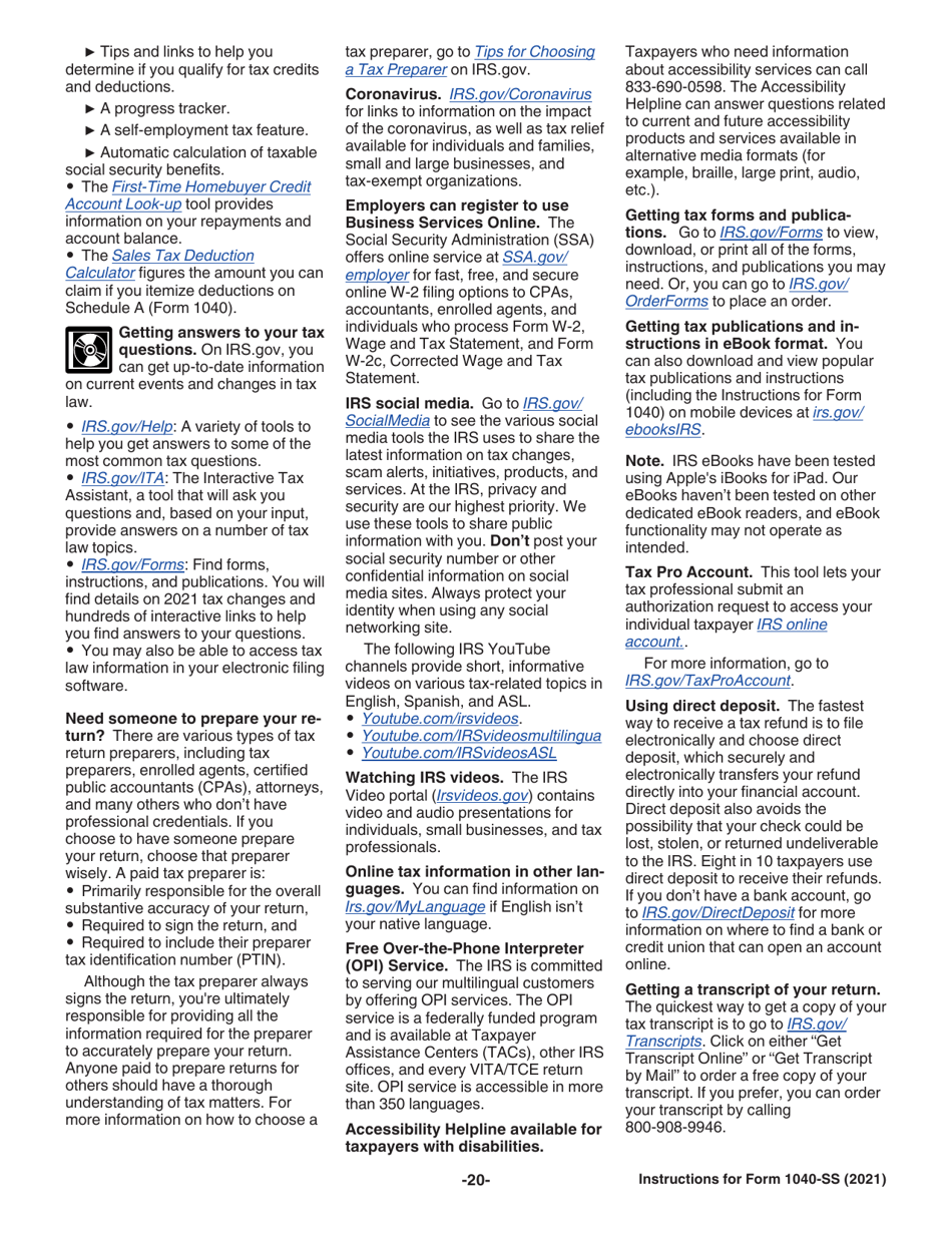 Instructions for IRS Form 1040-SS U.S. Self-employment Tax Return (Including the Refundable Child Tax Credit for Bona Fide Residents of Puerto Rico), Page 20