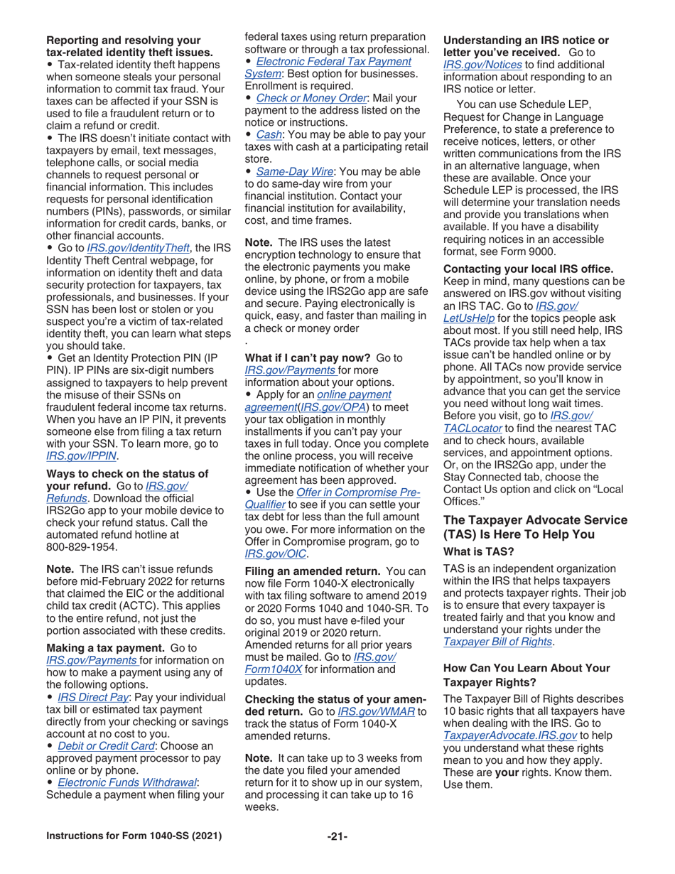 Instructions for IRS Form 1040-SS U.S. Self-employment Tax Return (Including the Refundable Child Tax Credit for Bona Fide Residents of Puerto Rico), Page 21