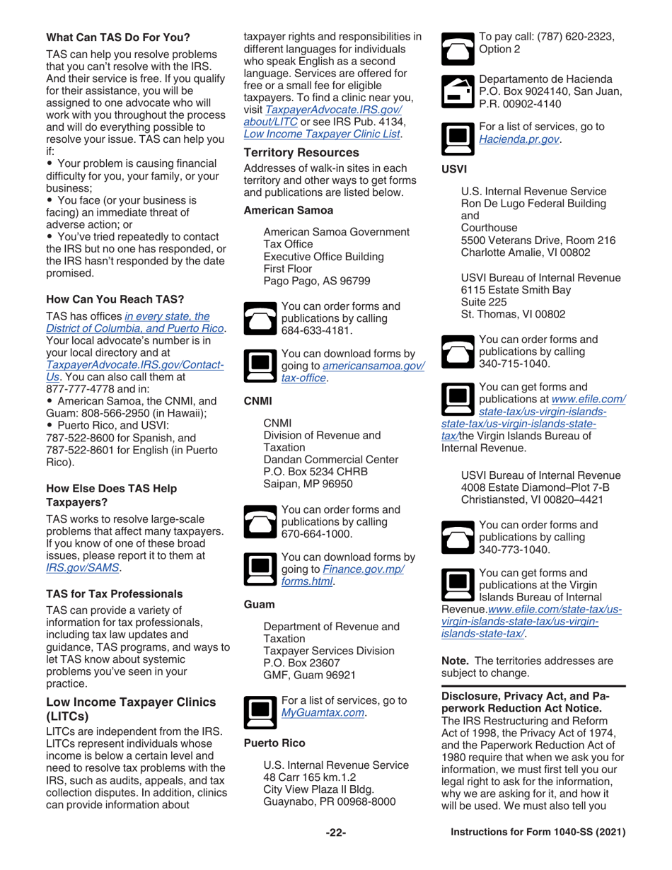 Instructions for IRS Form 1040-SS U.S. Self-employment Tax Return (Including the Refundable Child Tax Credit for Bona Fide Residents of Puerto Rico), Page 22