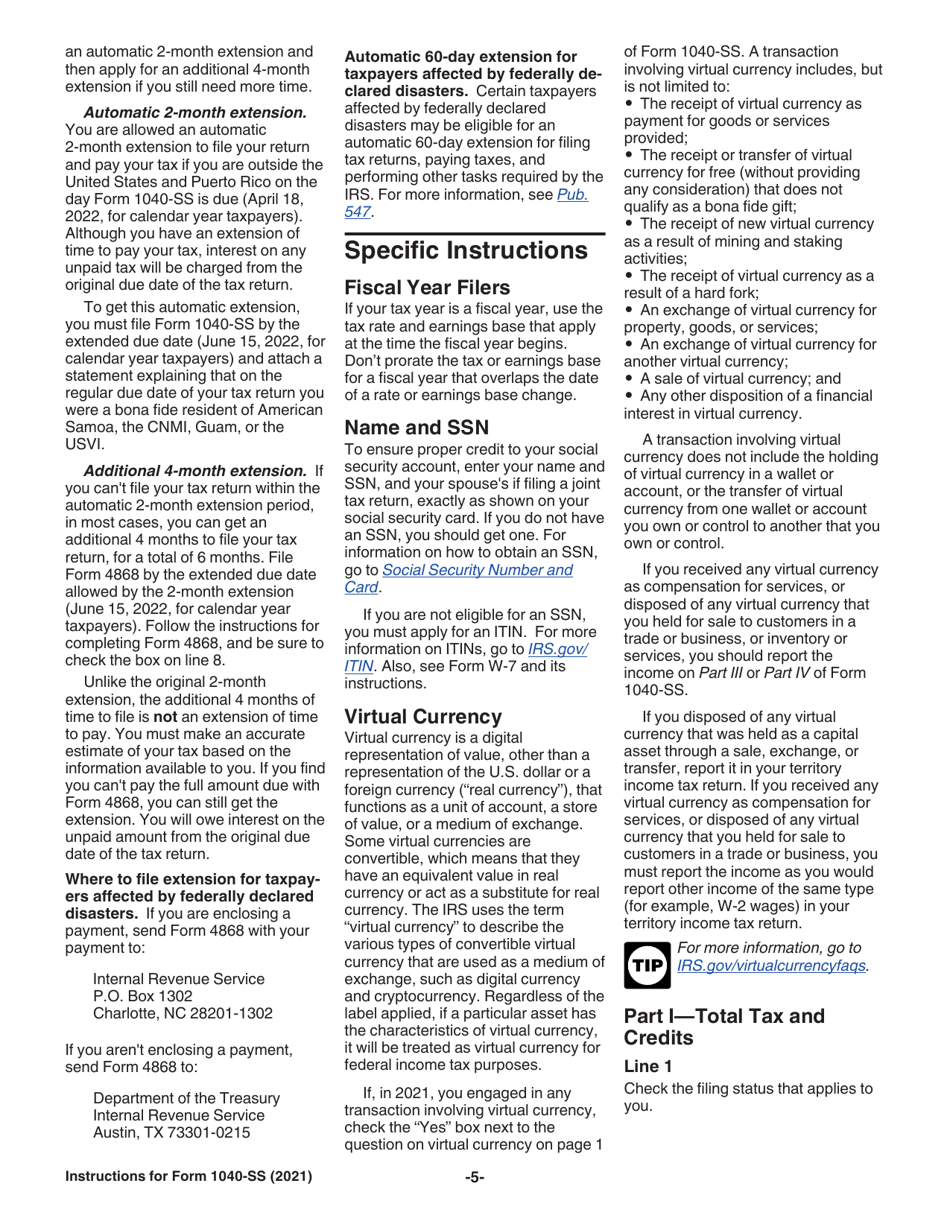 Instructions for IRS Form 1040-SS U.S. Self-employment Tax Return (Including the Refundable Child Tax Credit for Bona Fide Residents of Puerto Rico), Page 5