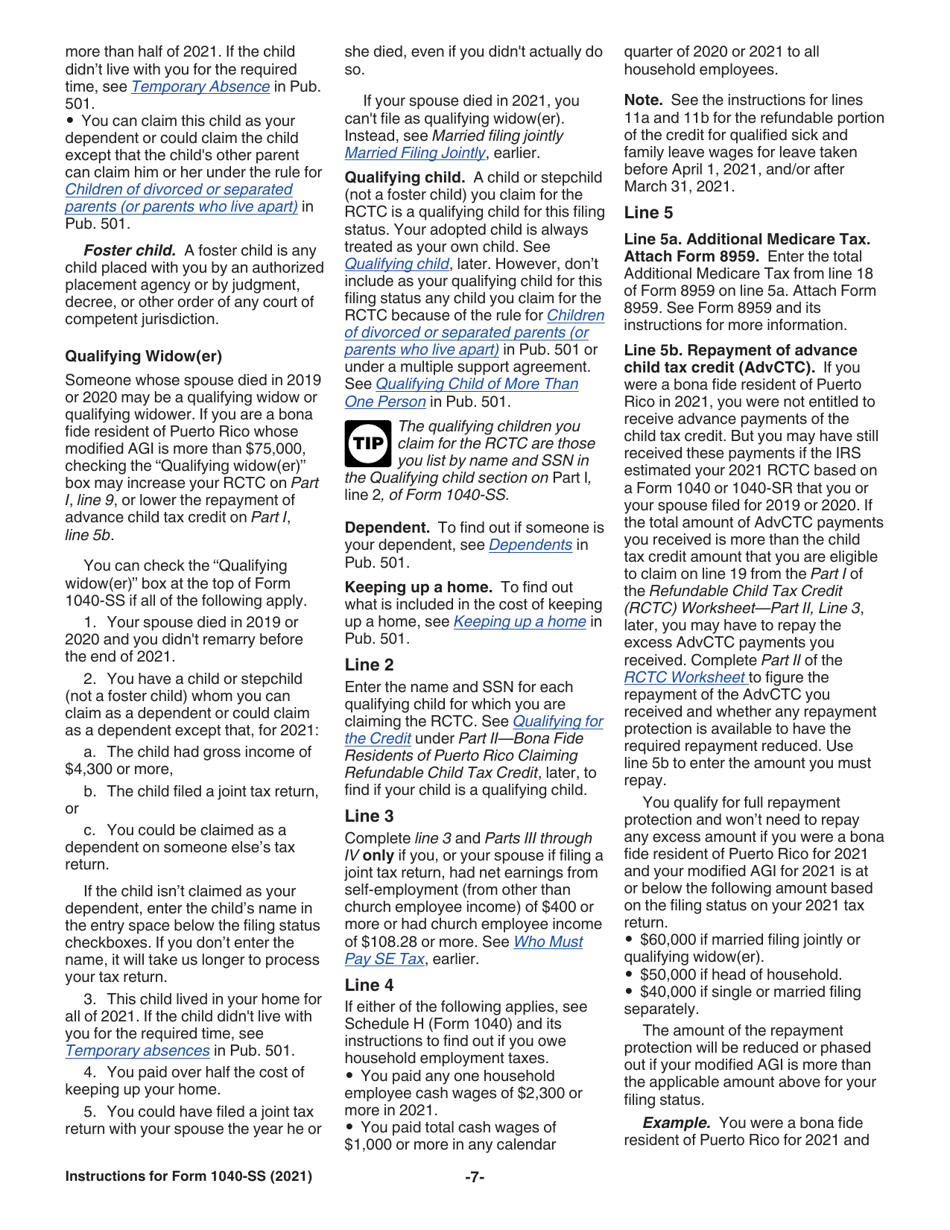 Instructions for IRS Form 1040-SS U.S. Self-employment Tax Return (Including the Refundable Child Tax Credit for Bona Fide Residents of Puerto Rico), Page 7