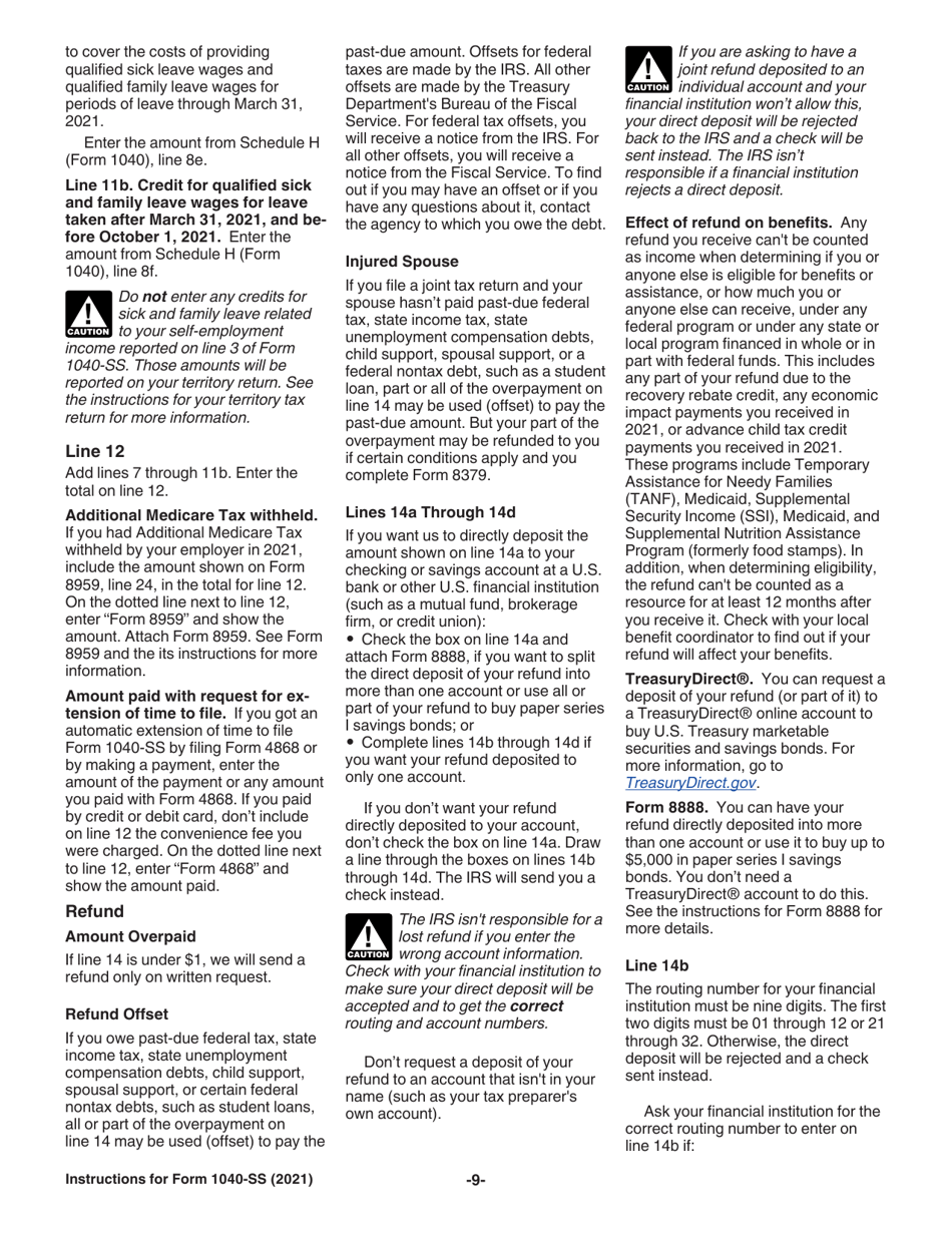 Instructions for IRS Form 1040-SS U.S. Self-employment Tax Return (Including the Refundable Child Tax Credit for Bona Fide Residents of Puerto Rico), Page 9