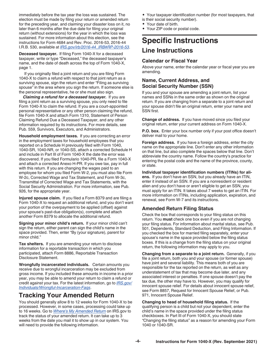 Download Instructions For Irs Form 1040 X Amended U S Individual Download Instructions For Irs Form 1040 X Amended U S Individual