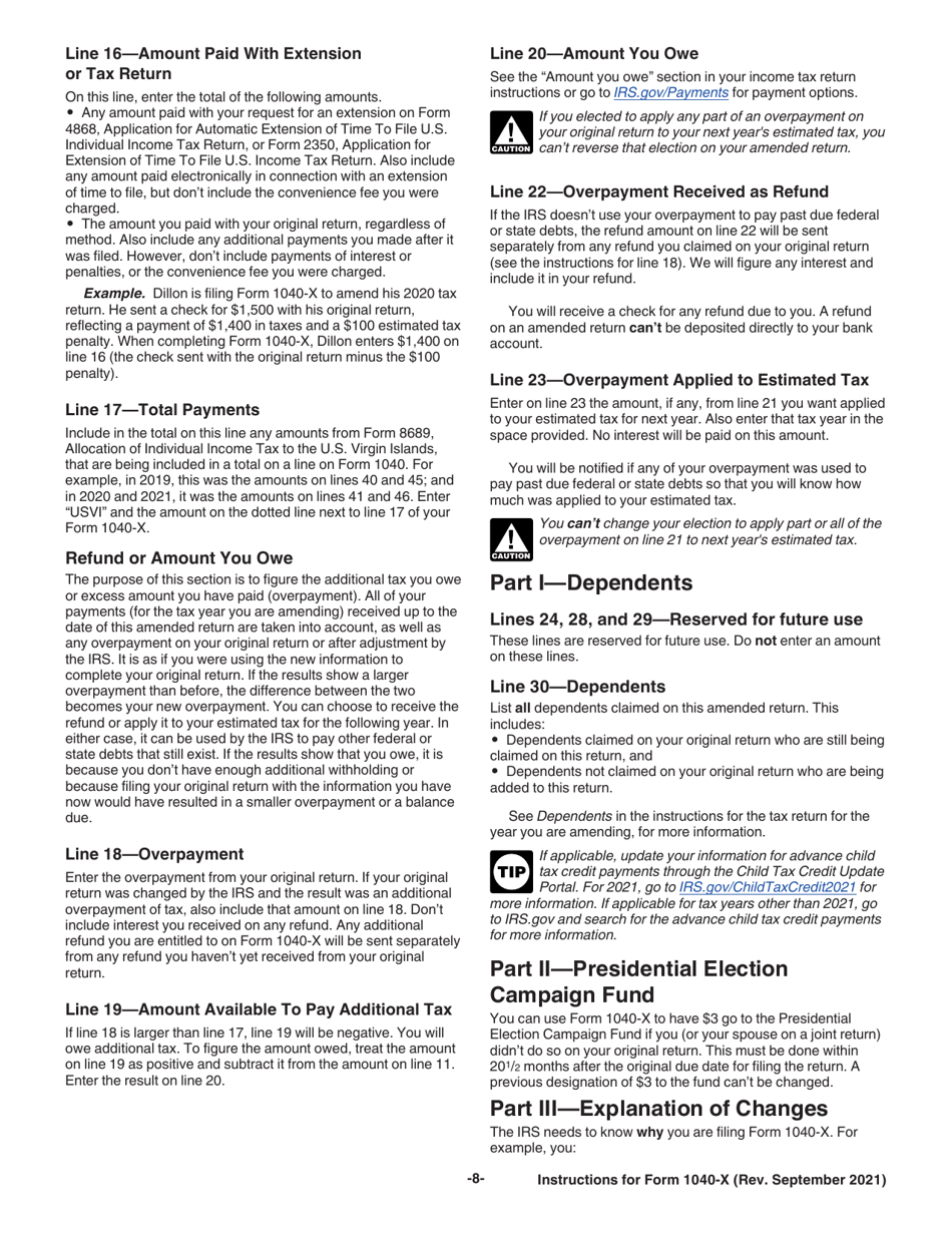 Download Instructions For Irs Form 1040 X Amended U S Individual Download Instructions For Irs Form 1040 X Amended U S Individual
