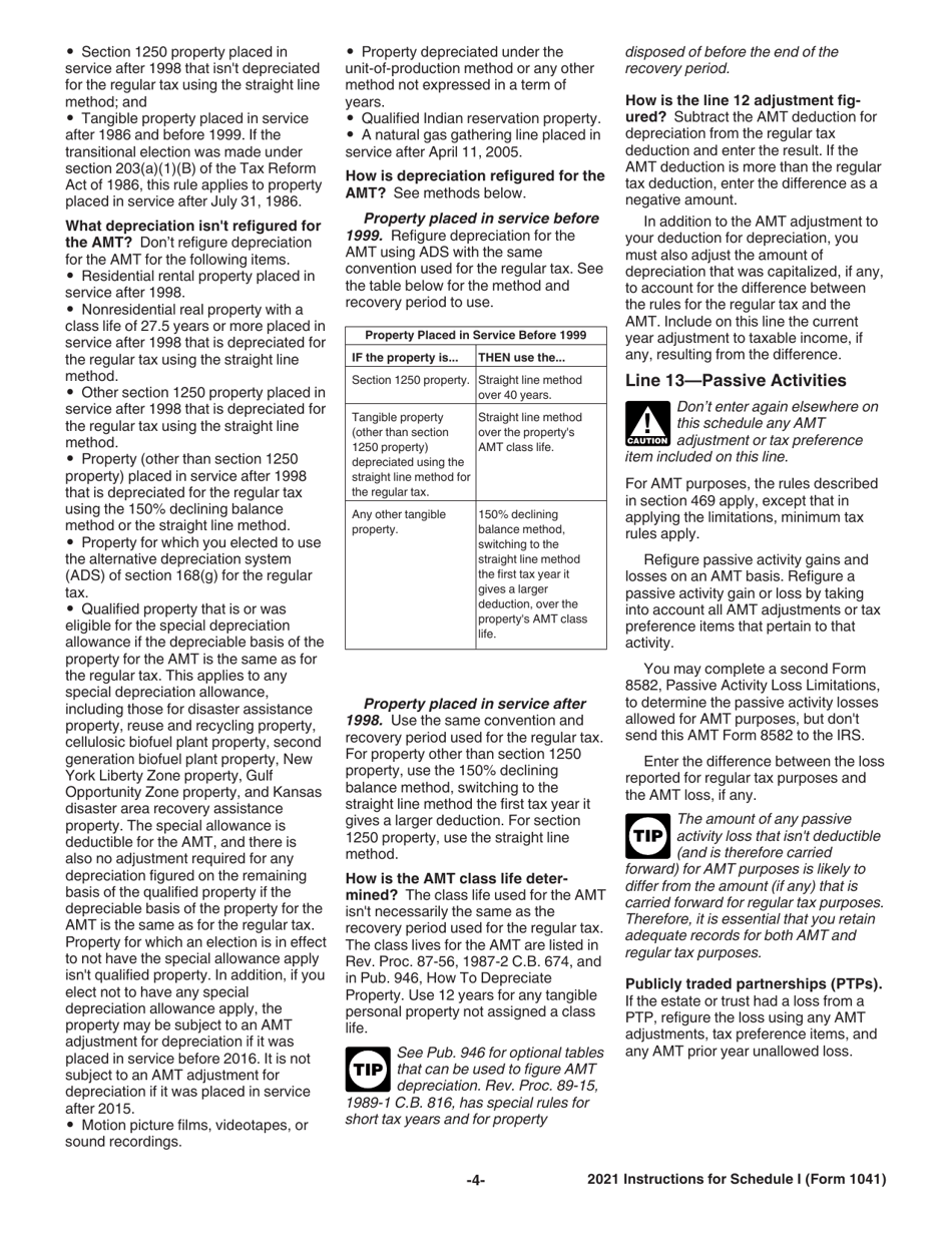 Instructions for IRS Form 1041 Schedule I Alternative Minimum Tax - Estates and Trusts, Page 4