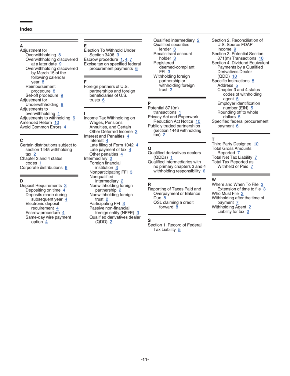 Instructions for IRS Form 1042 Annual Withholding Tax Return for U.S. Source Income of Foreign Persons, Page 11