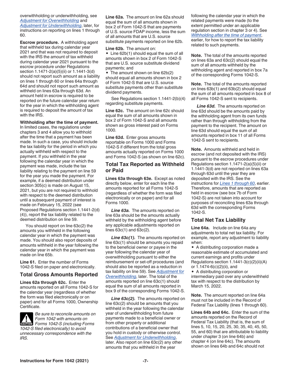 Instructions for IRS Form 1042 Annual Withholding Tax Return for U.S. Source Income of Foreign Persons, Page 7