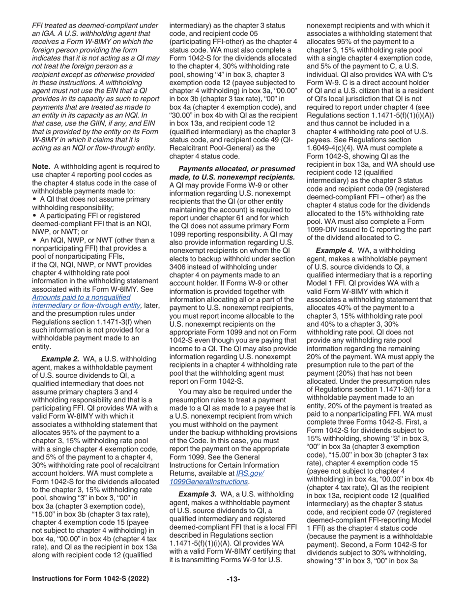 Instructions for IRS Form 1042-S Foreign Persons U.S. Source Income Subject to Withholding, Page 13