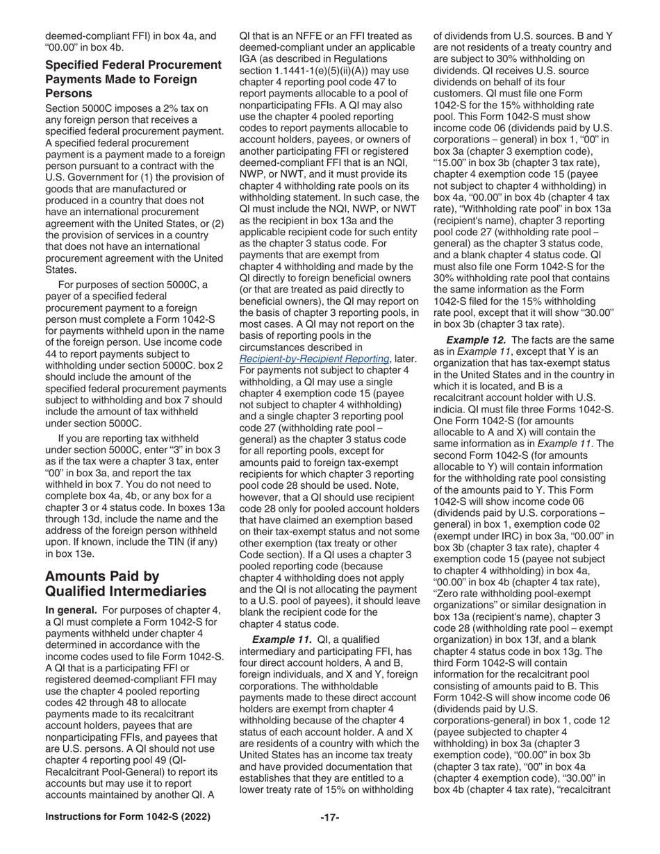 Instructions for IRS Form 1042-S Foreign Persons U.S. Source Income Subject to Withholding, Page 17