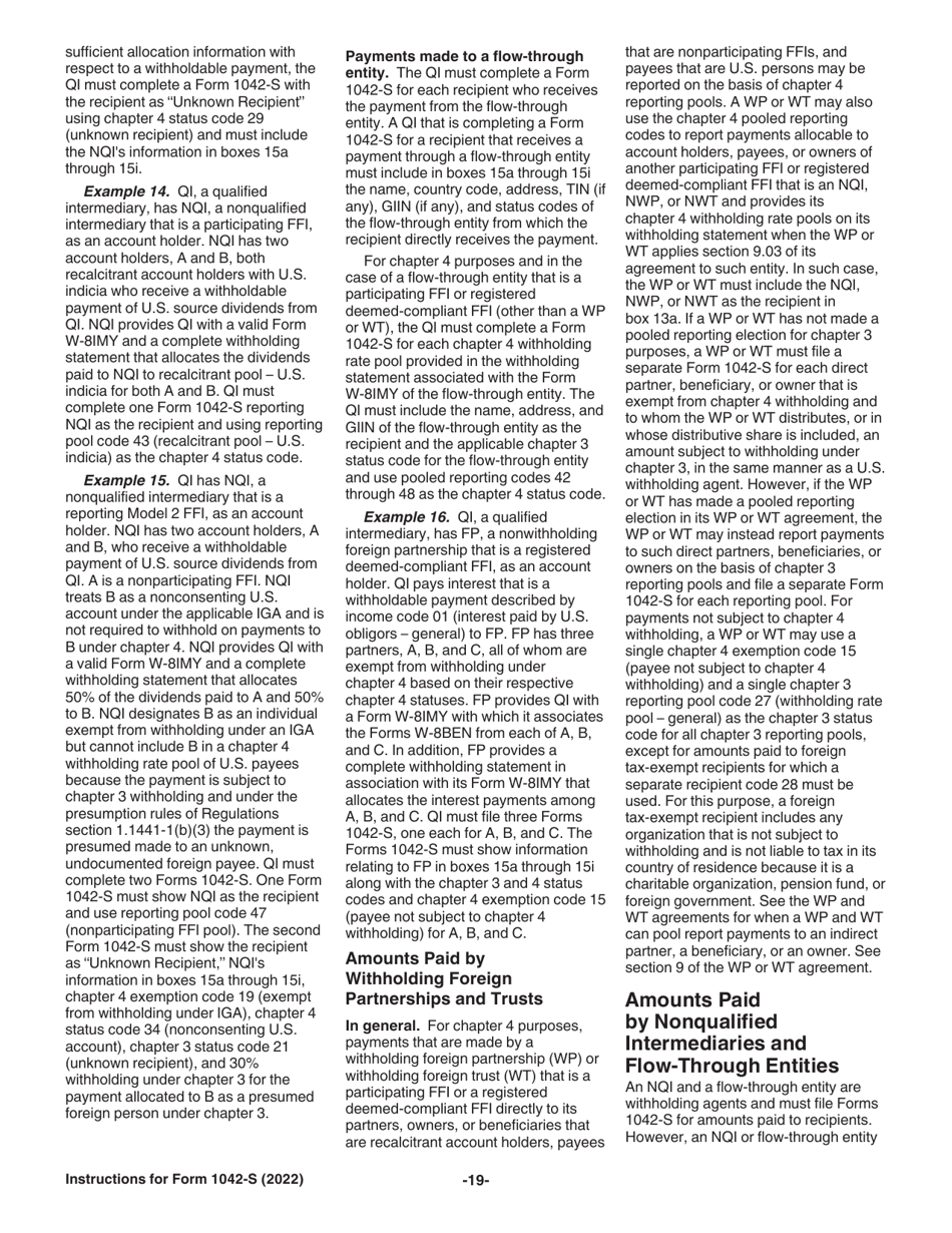 Instructions for IRS Form 1042-S Foreign Persons U.S. Source Income Subject to Withholding, Page 19