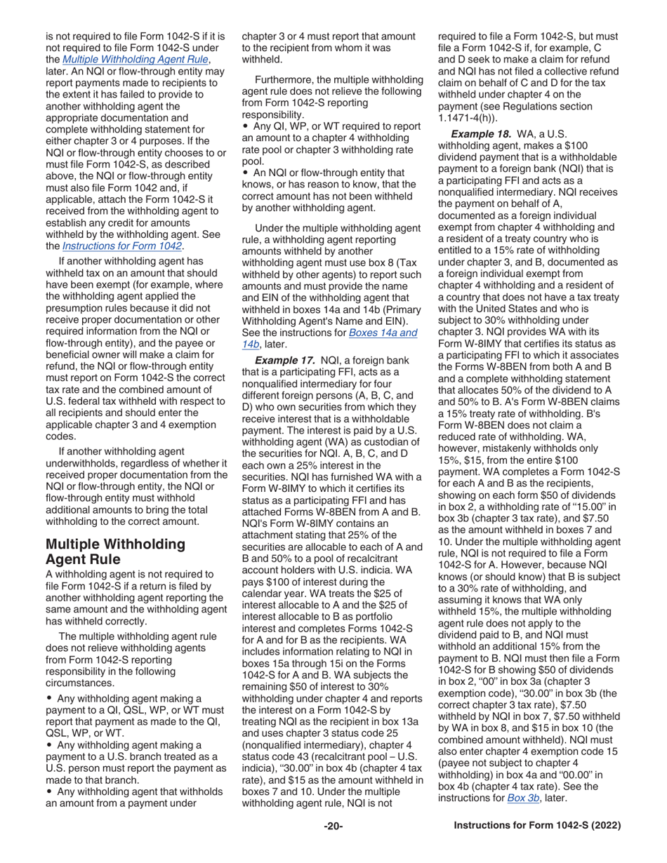Instructions for IRS Form 1042-S Foreign Persons U.S. Source Income Subject to Withholding, Page 20