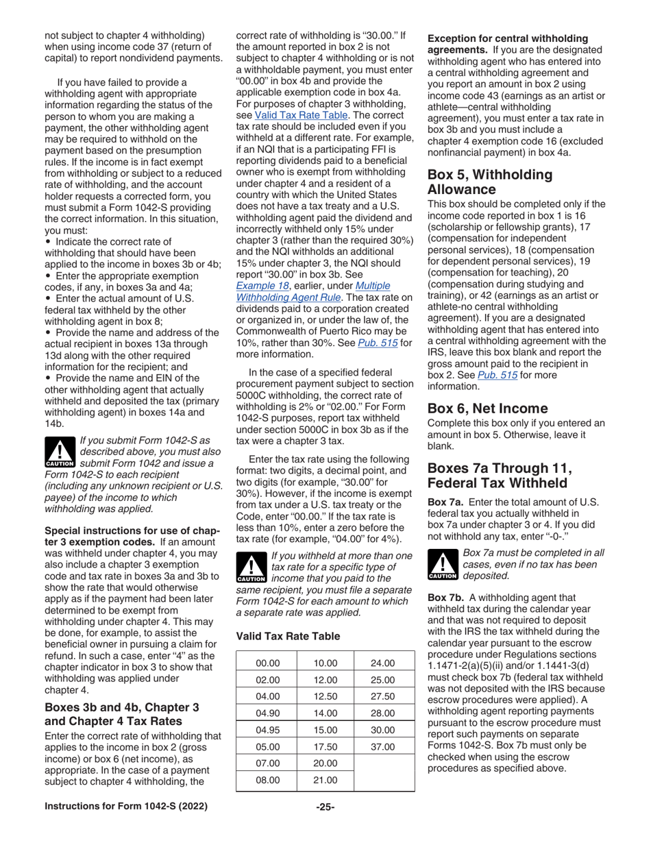 Instructions for IRS Form 1042-S Foreign Persons U.S. Source Income Subject to Withholding, Page 25